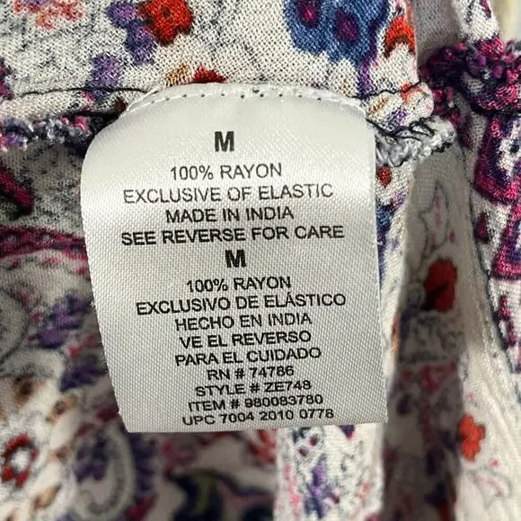 Bila Women Midi Dress Floral Multicolor Boho Rayon Beach Size M Asymmetric Hem - Picture 7 of 12